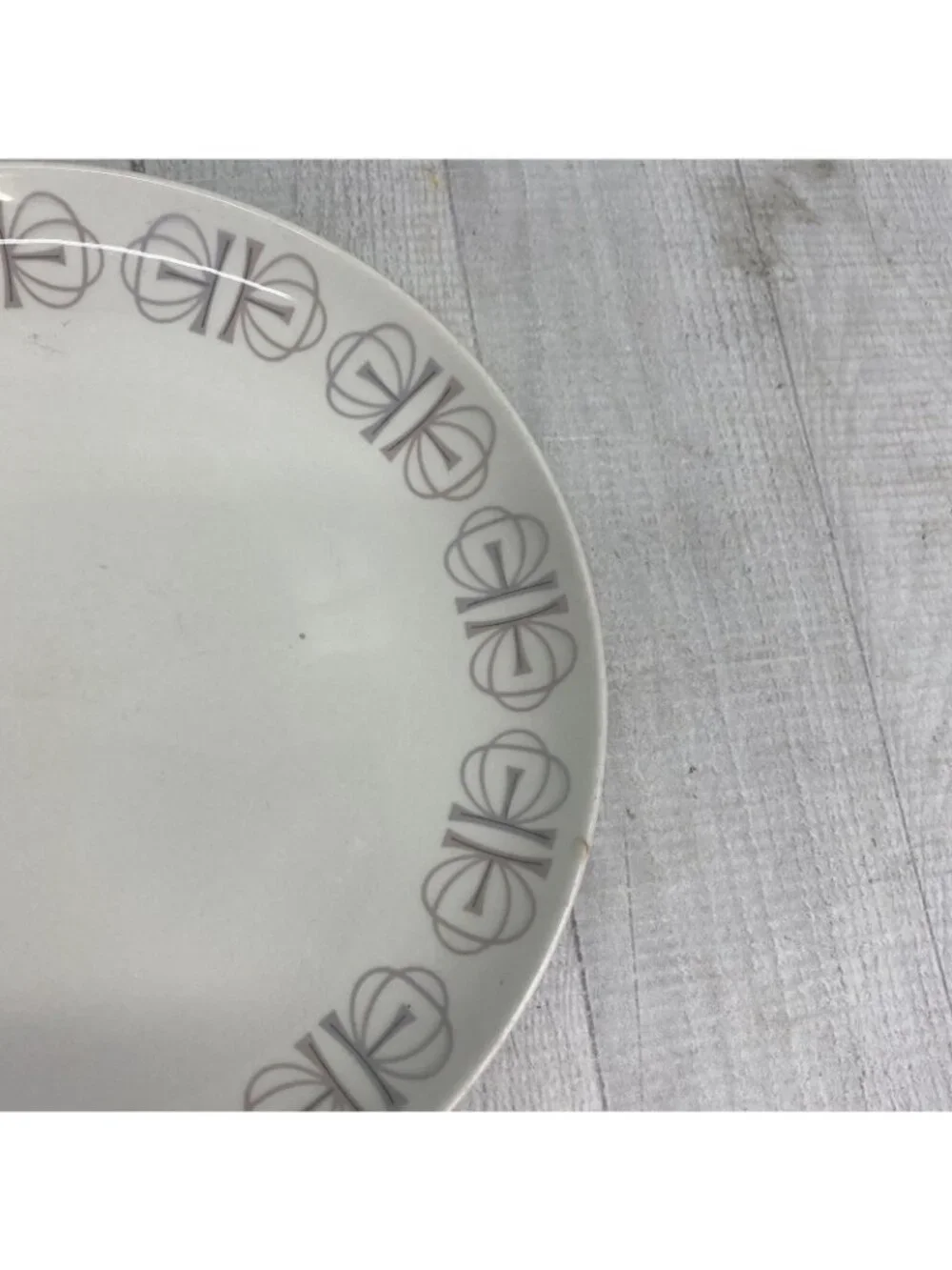 60's Franciscan MERRY-GO-ROUND Japan Gray Pink Border China Salad Plates Set 4